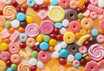 Fototapeta premium Assorted Candies and Sweets on a White Background