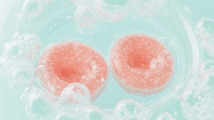 Fototapeta premium Cell division process in eukaryotes, mitosis, cell cycle, interphase, cytokinesis. Chromosome, DNA replication, biological growth, development, reproduction. Biotechnology science, cellular