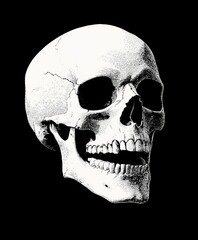 Obraz premium A scary skull is isolated on a black background, a horror wallpaper