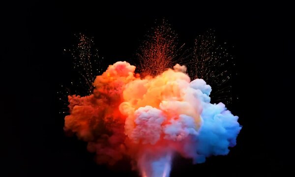 explotion resulting colorful smoke
