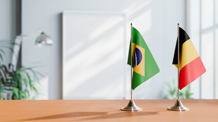 FLAGS OF BRAZIL AND CHAD ON TABLE