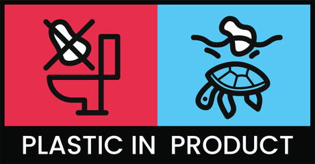 Plastic in Product ready to print sign vector