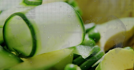 Image of data processing over vegetables