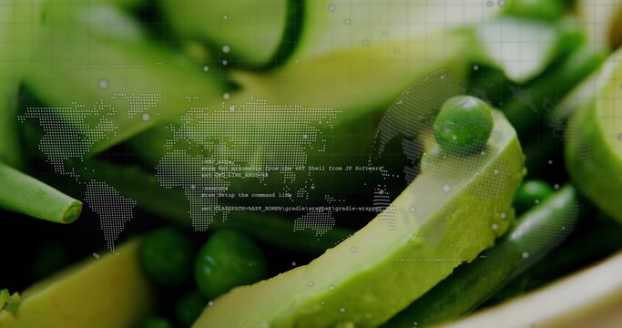 Image of data processing over vegetables - Powered by Adobe