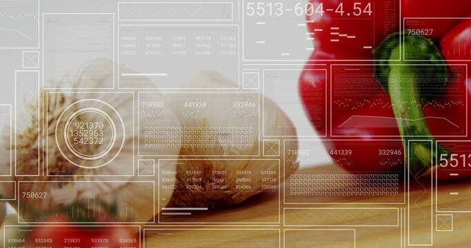 Image of data processing over vegetables - Powered by Adobe