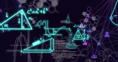Image of network of connections over chemical data processing