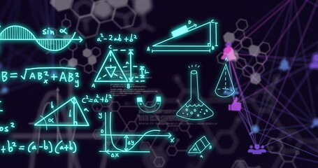 Image of network of connections over chemical data processing