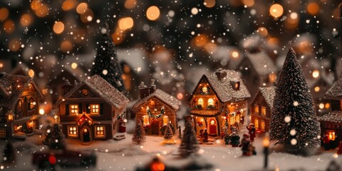 Obraz premium Village decorating with Christmas christmas festive lights.