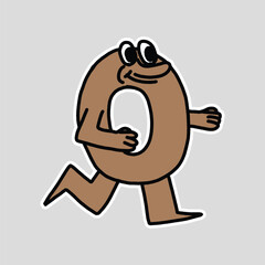 hand drawn cute donut character sticker illustration