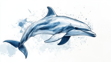 Fototapeta premium Majestic Dolphin Sketch Graceful Marine Beauty with Copy Space