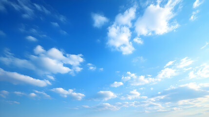 A Clear Blue Sky with White Fluffy Clouds Drifting Across the Horizon, A Peaceful Scene of Nature's Beauty