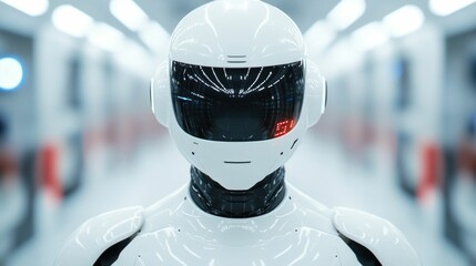 An AI powered robot collaborating with human workers to enhance efficiency and productivity in a modern industrial factory setting