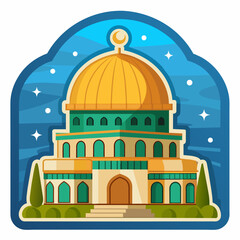 Dome of Rock Or Al Aqsa Mosque Sticker illustration 