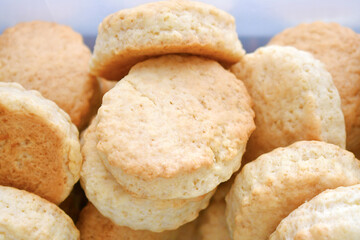 Scones in a plastic box. 