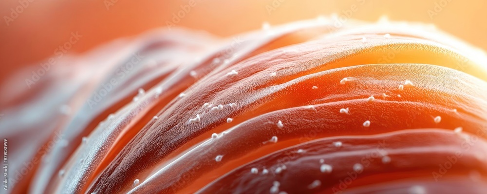 Poster close-up view of textured surface with subtle waves and light reflections, showcasing vibrant colors