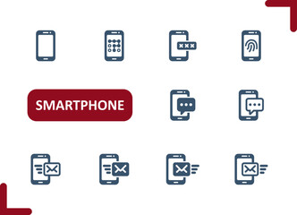 Smartphone Icons. Mobile Phone, Telephone, Phone Call, Text Message, Texting, Security Icon