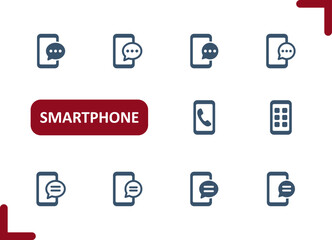 Smartphone Icons. Mobile Phone, Telephone, Phone Call, Text Message, Texting, Apps Icon