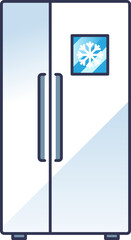 A sleek double door fridge with a freezer icon, symbolizing modern kitchen appliances.