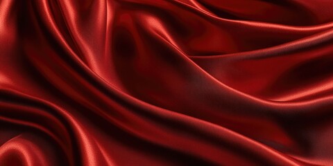 Fototapeta premium Red satin fabric close-up