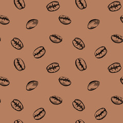 Wrapping with coffee beans only,  in black graphic technique