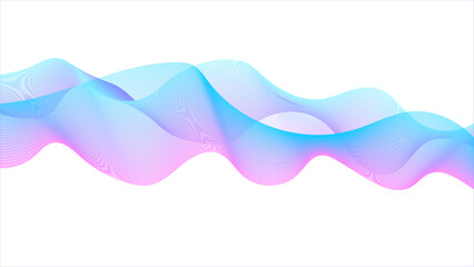 Wave lines smooth flowing dynamic blue purple pink gradient isolated on white background. Wave on white background.