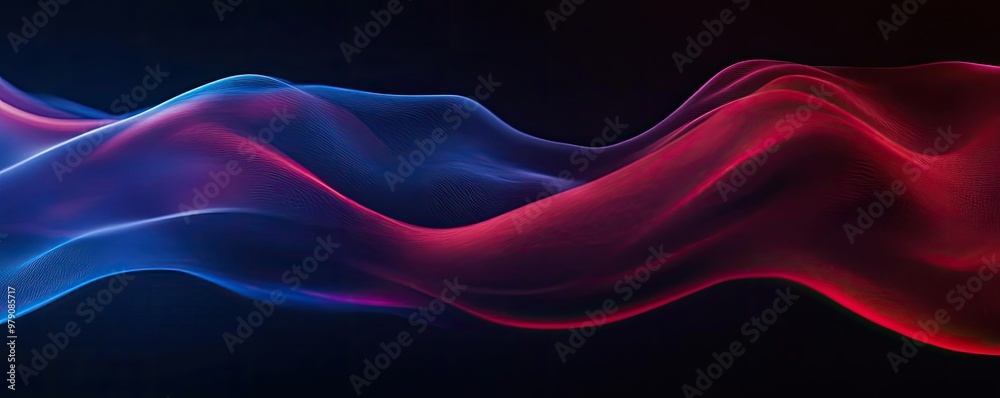 Poster abstract waves of red and blue light create a mesmerizing background, perfect for artistic and moder