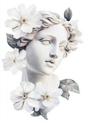 Naklejka premium Elegant classical statue with flowers