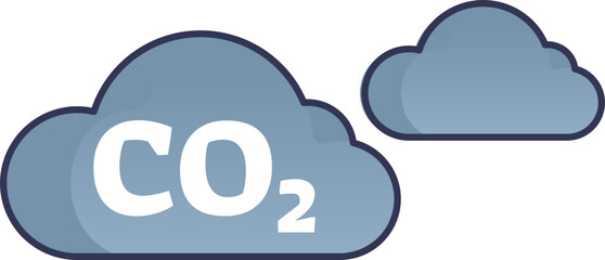 Illustration of CO2 clouds representing carbon dioxide emissions and environmental impact.