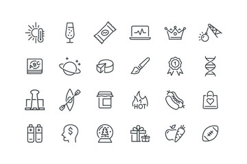 Alkaline battery power energy, Binder bulldog clip office, Book baby child, vector illustration, set of icons for science