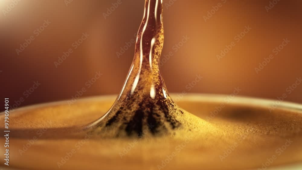 Canvas Prints Super Slow Motion of Falling Drop into Coffee with Camera Motion. Filmed on High Speed Cinema Camera.