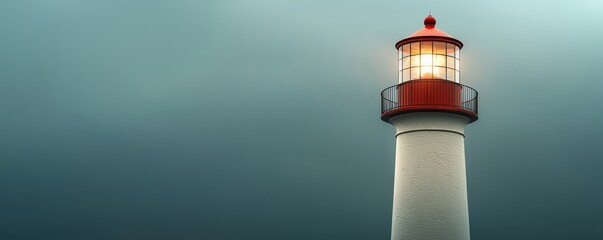 A serene lighthouse stands tall against a moody sky, symbolizing guidance and safety for sailors on their journey.