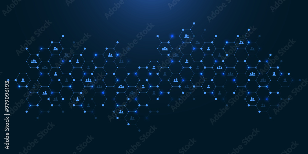Leinwandbilder Global network connection concept. Big data visualization. Social network communication in the global computer networks. Internet technology. Business. Science. Vector illustration