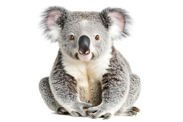 Fototapeta premium A cute koala sitting calmly, showcasing its distinctive features and fluffy fur.