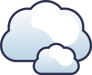 Two overlapping cloud icons representing cloud computing and data storage.