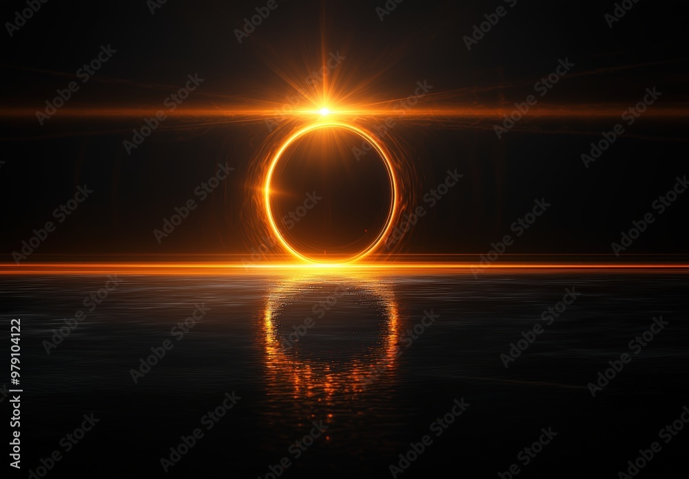 Poster glowing ring in dark sky