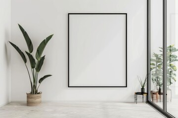 Minimalist interior with framed art