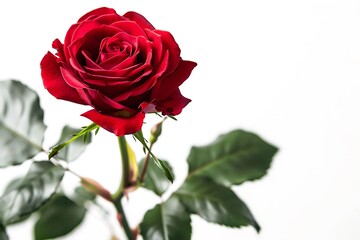 Fototapeta premium Beautiful red rose isolated on white background