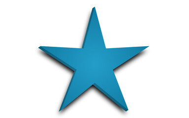 Obraz premium 3d star with cresent on white background with shadow. Cute realistic cartoon 3d render of sparkling star Illustration for rating concept, nursery decor, game, app, sticker