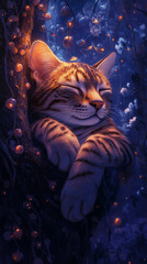 Stunningly beautiful bengal cat motif, purple and blue, neon violet fire and icy blue embrace, the galaxy and the universe, fantasy art, detailed painting, artstation hd, photorealistic, soft brus