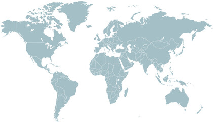 World map. Grey modern vector map. Silhouette map.