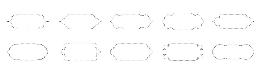 Label and badges shape on white background. Cut out dashed or dotted lines stickers.