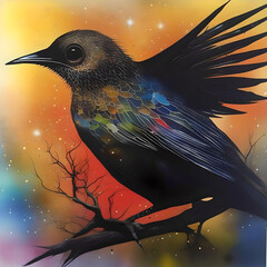 A colorful artwork showcasing a bird gliding through the sky, capturing the essence of freedom and nature.
generated ai