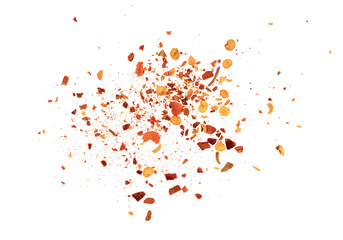 ground red chili pepper scatter, dry paprika powder spice, graphic element isolated on a...