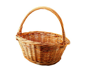 Obraz premium Empty wicker basket on isolated background
