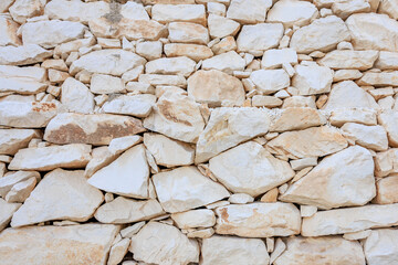 A wall made of white stones