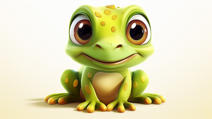 cute cartoon frog with big eyes and smile, illustration for kids