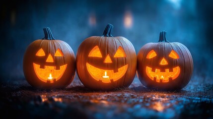 Fototapeta premium halloween pumpkin on a dark background