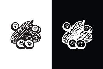 Cucumber Icon With Black and White Background.