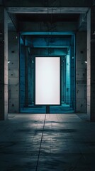 Obraz premium Blank Billboard in a Concrete Hallway.