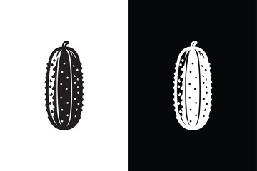 Cucumber Icon With Black and White Background.